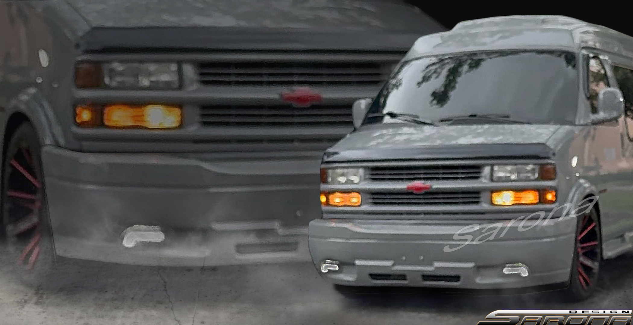 Custom Chevy Express Van  All Styles Front Bumper (1996 - 2002) - $775.00 (Part #CH-068-FB)